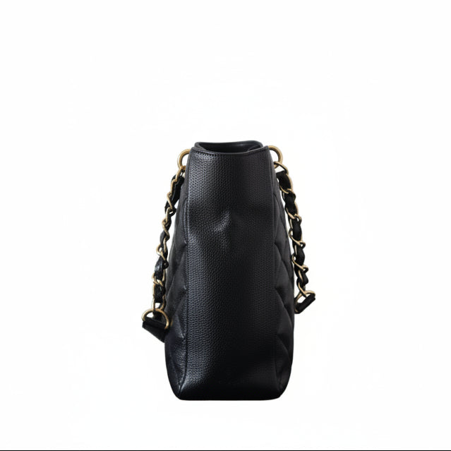 Chanel PST Petite Shopping Tote, Caviar Quilted Grained Calfskin Black GHW series 14, Certified Pre-Owned