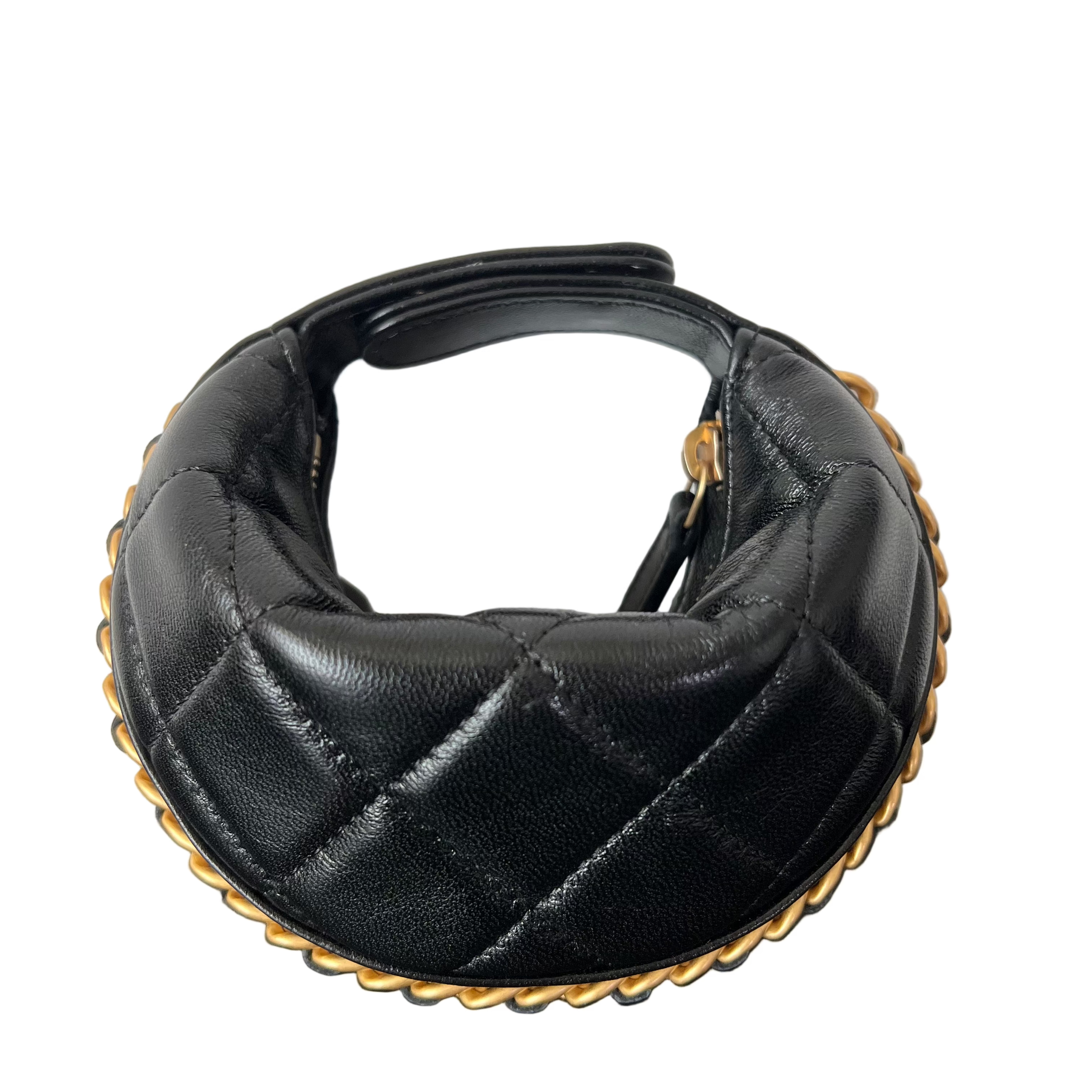 Chanel Mini Pouch Black Lambskin GHW, New, Certified Authentic