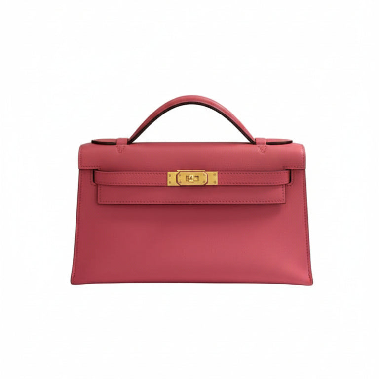 Hermès Kelly Pochette Rose Azalée Swift GHW, 2017 Excellent, Certified Authentic