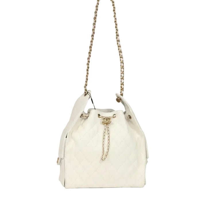 Chanel Medium 25 Hobo Bag White Caviar Antique Gold Hardware, New, Certified Authentic
