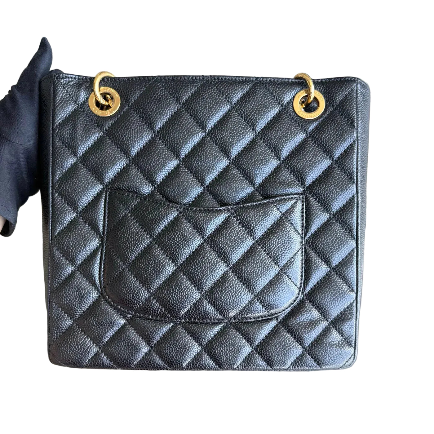 Chanel PST Petite Shopping Tote, Caviar Quilted Grained Calfskin Black GHW series 14, Certified Pre-Owned