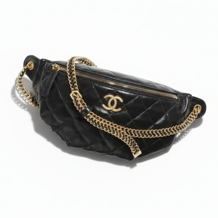 Chanel Belt Bag Patent Lambskin Black GHW, New, Certified Authentic