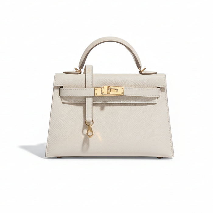 Hermès Mini Kelly Craie Epsom Leather GHW, Collector's Piece, Certified Authentic