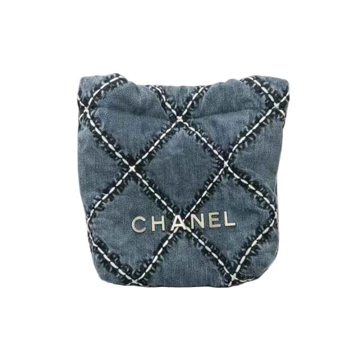 Chanel Mini 22 Shoulder Bag Denim Canvas SHW, New, Certified Authentic