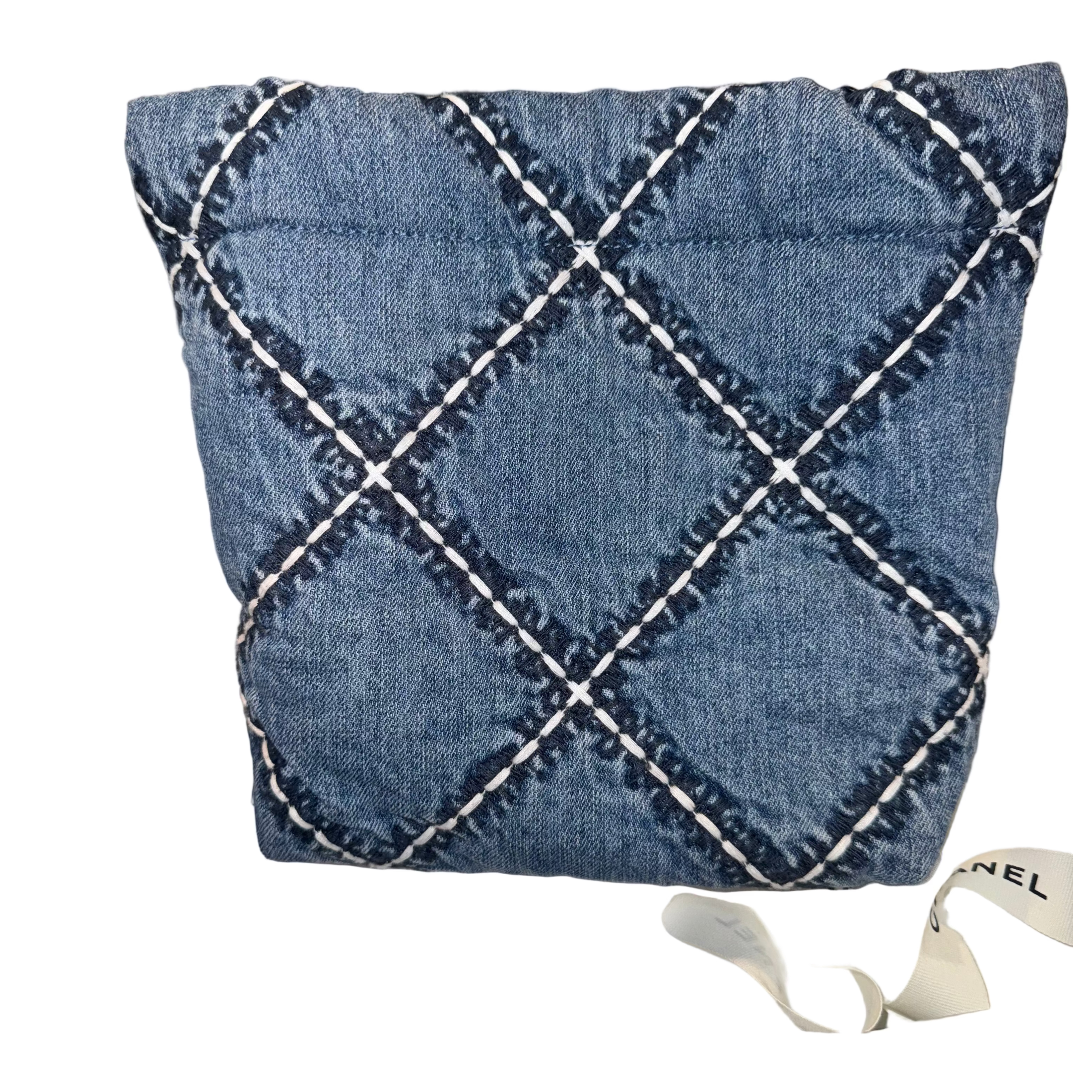 Chanel Mini 22 Shoulder Bag Denim Canvas SHW, New, Certified Authentic