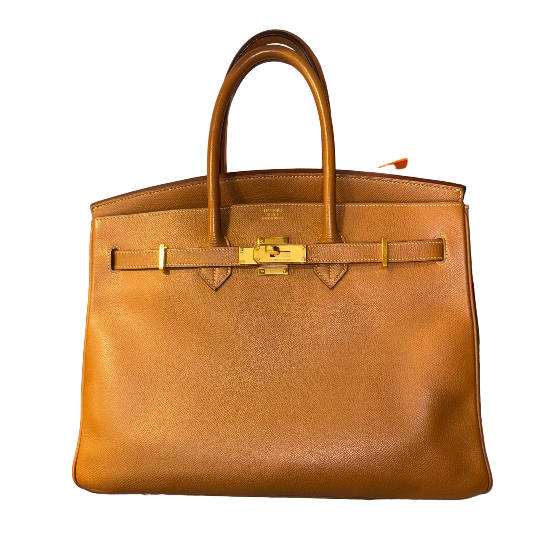 Hermès Birkin 35 Gold Espsom Leather GHW, Vintage 2002 Certified Authentic