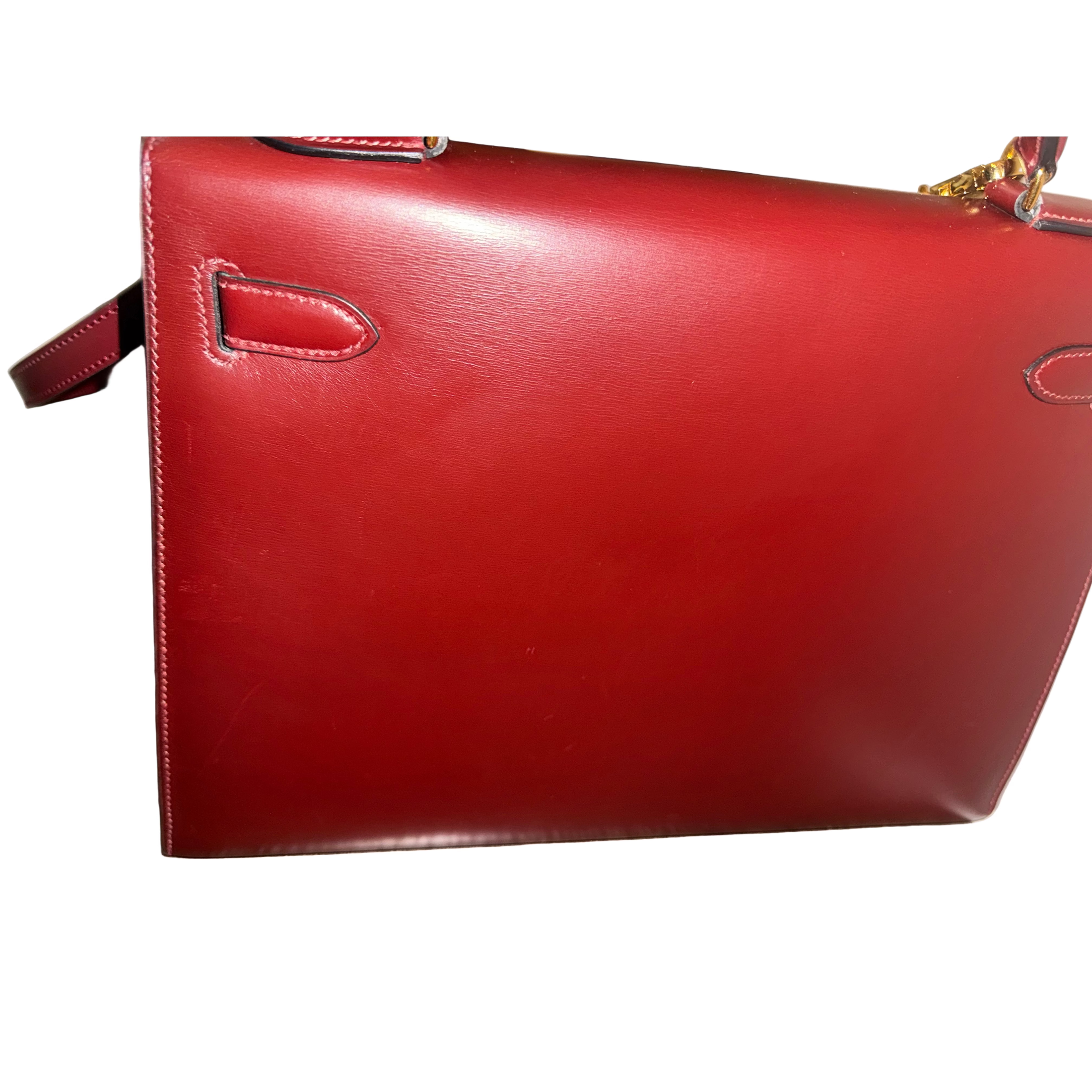 Hermès Vintage Kelly 32 Box Leather GHW, Vintage 1988 Certified Authentic