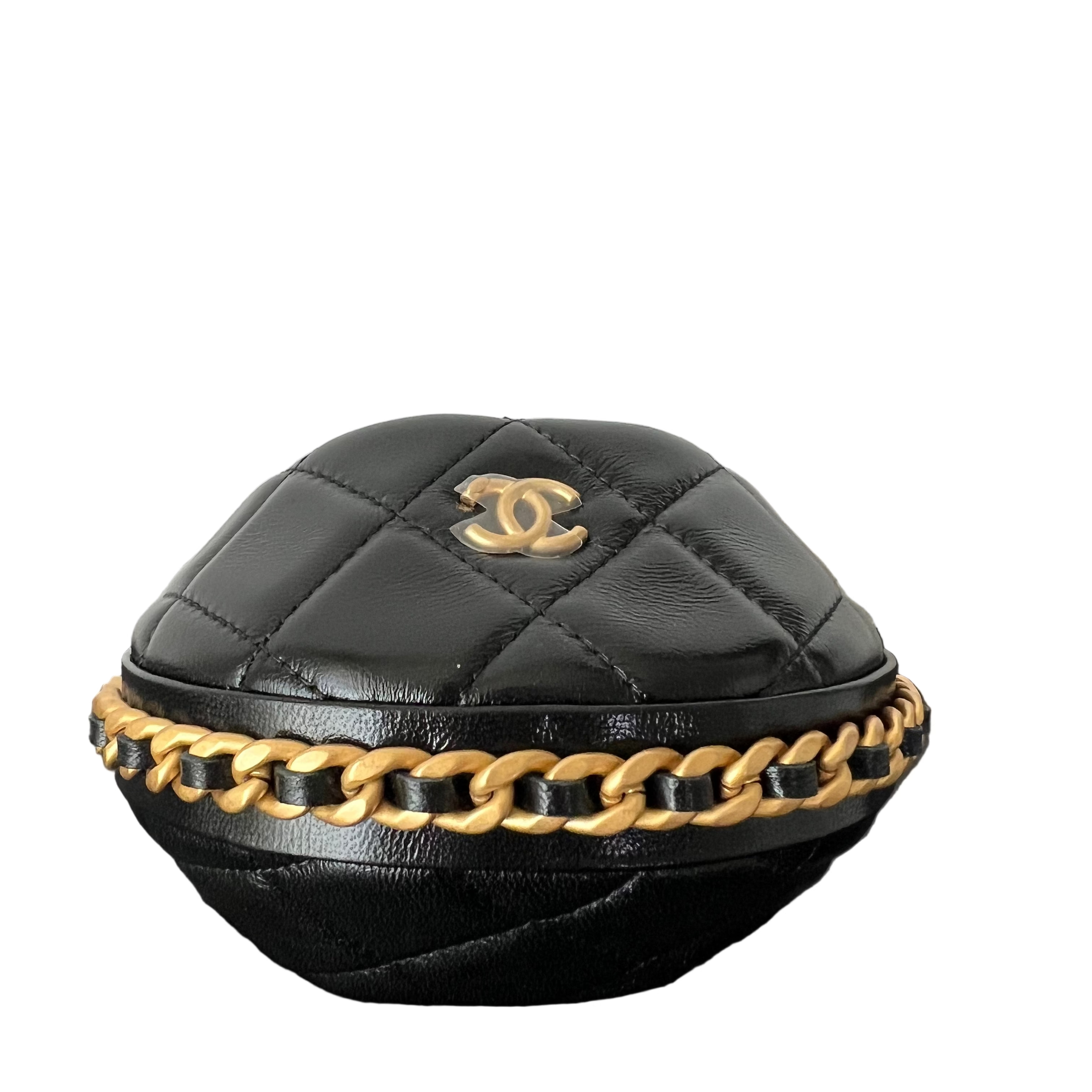 Chanel Mini Pouch Black Lambskin GHW, New, Certified Authentic