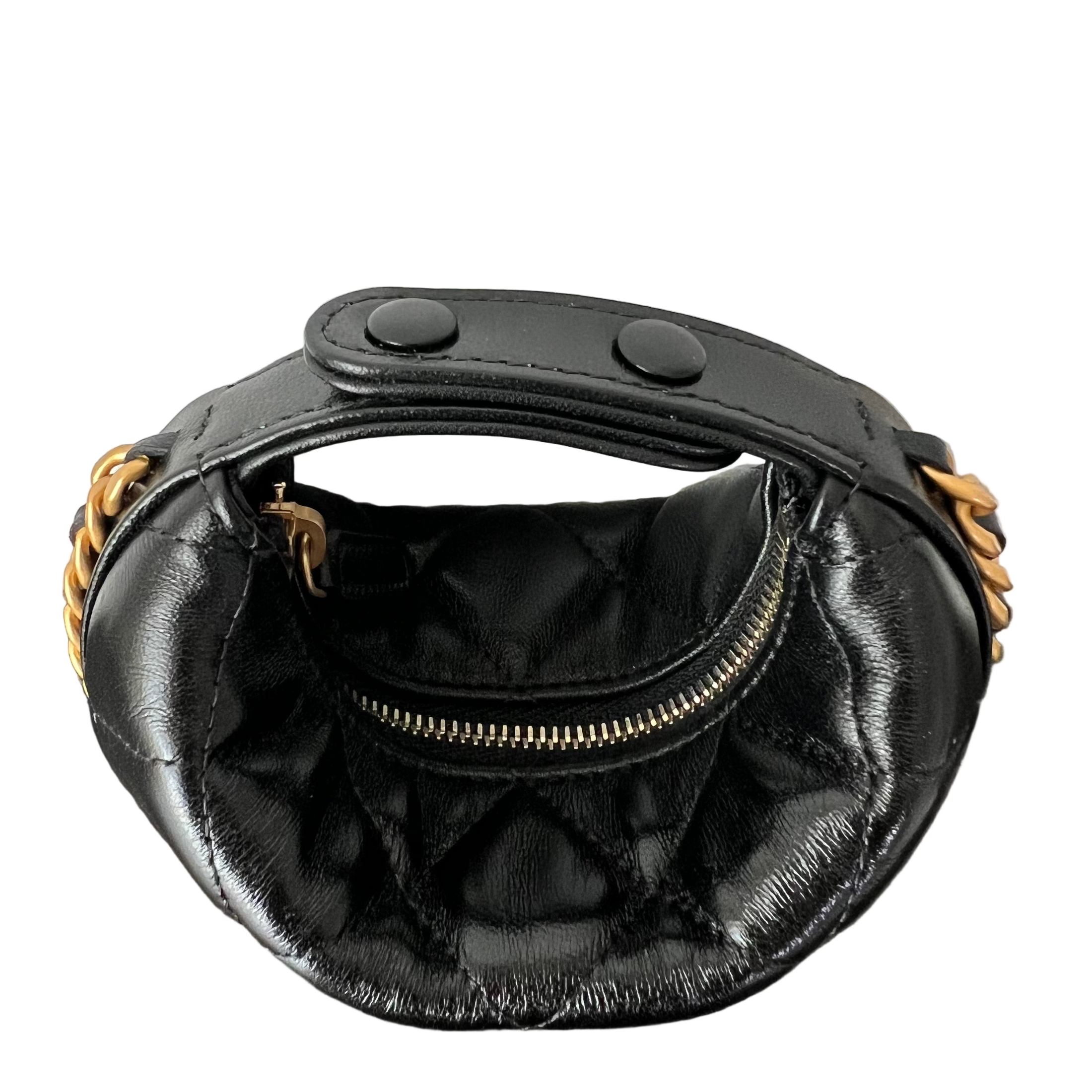 Chanel Mini Pouch Black Lambskin GHW, New, Certified Authentic