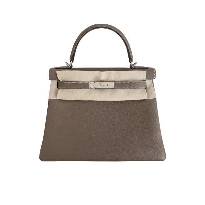 Hermès Kelly 28 Etoupe Togo Leather GHW, Certified Pre-Owned
